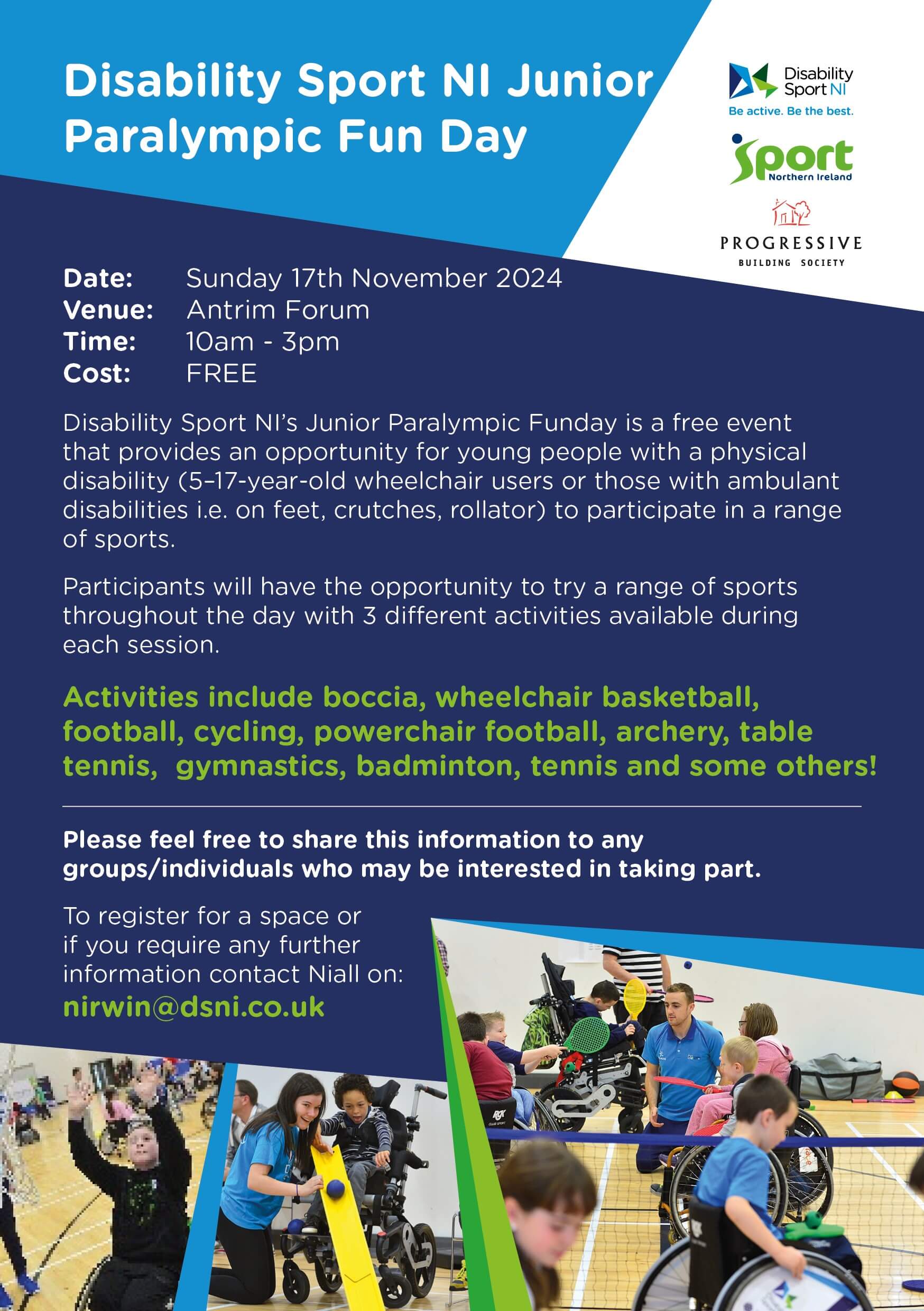 Image for Disability Sport NI Junior Paralympic Fun Day